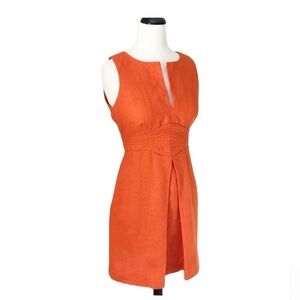 Banana Republic Women's 100% Linen Burnt Orange Sleeveless Dress sz 4